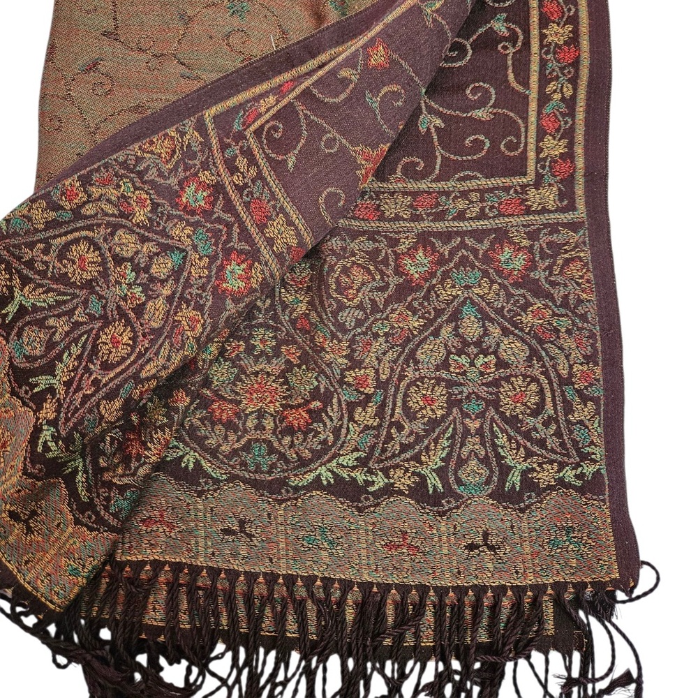 Elegant Multicolor Paisley Scarf Two Sided